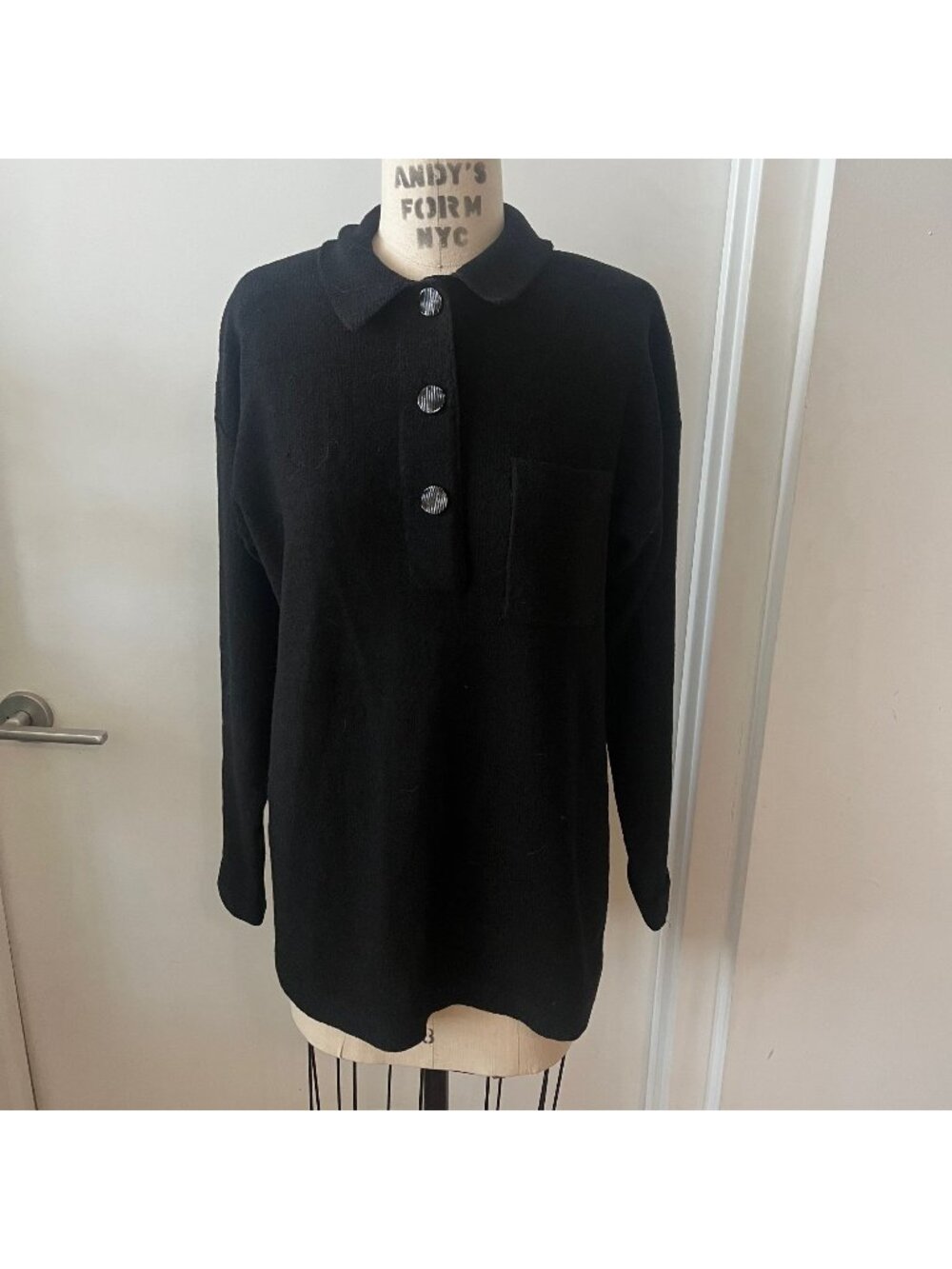 VTG STEVE FABRIKANT For Bergdorf's‎ Black Santana Knit Sweater Size Medium